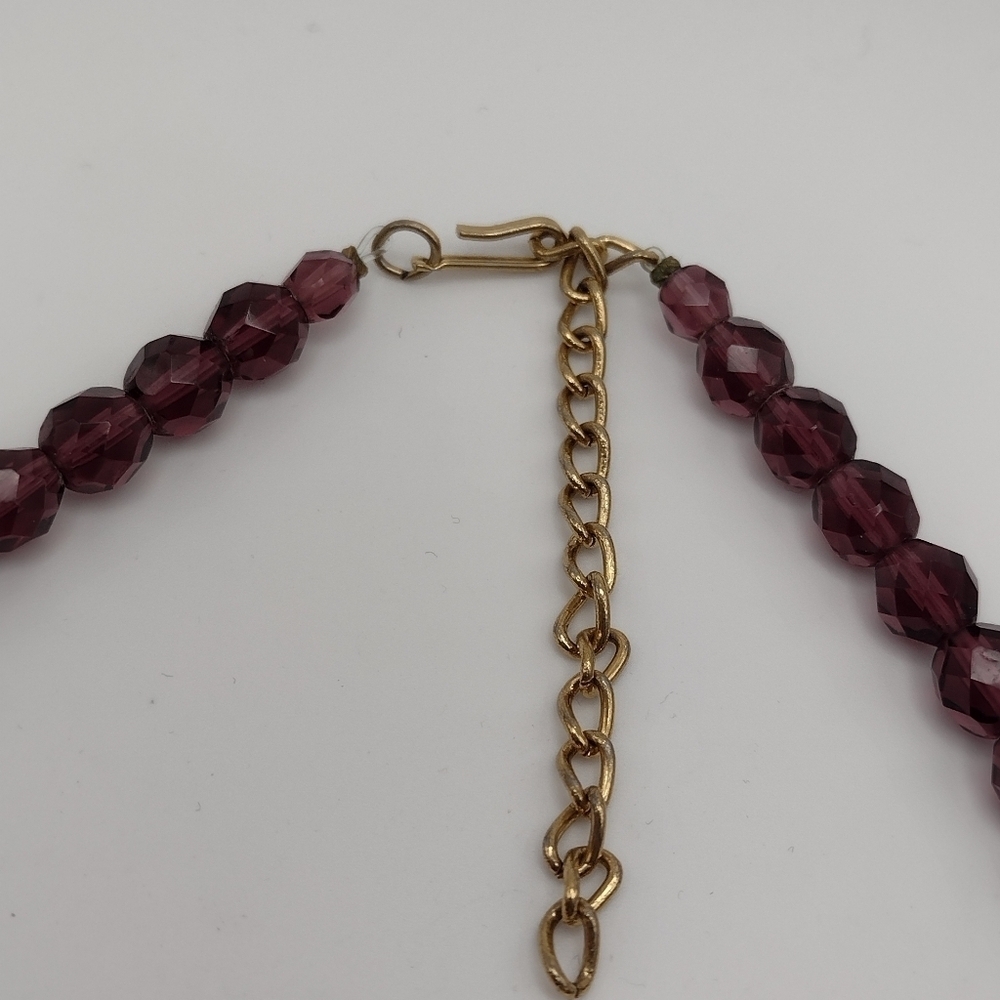 Vintage Style Glass Beaded Necklace Purple Blue and Gold - Picture 5 of 6